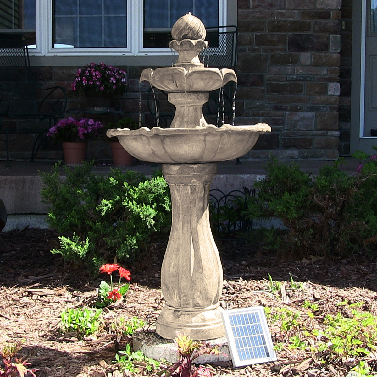 Sunnydaze 2 Tier Arcade Solar Water Fountain 45 Tall