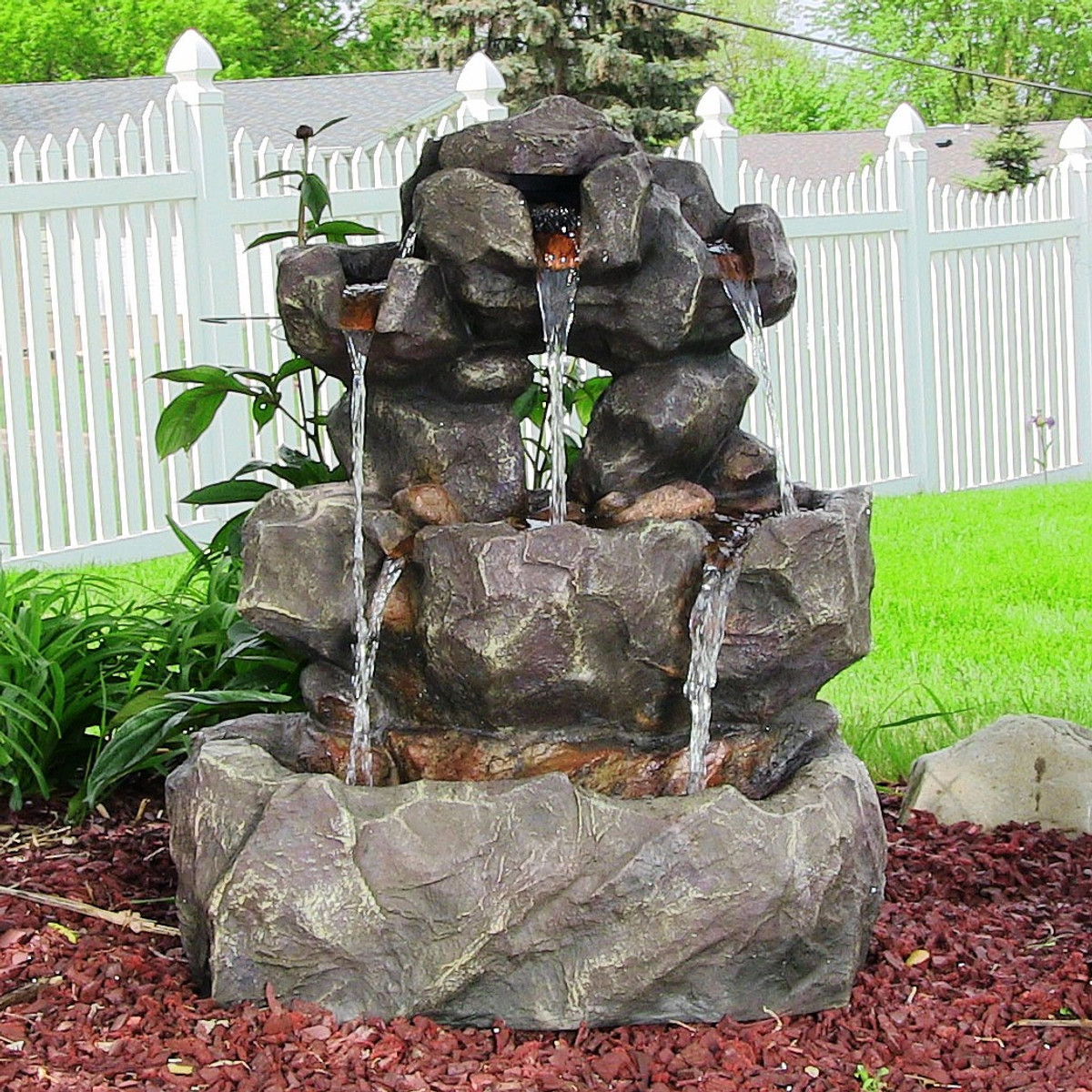 Sunnydaze Layered Rock Waterfall Outdoor Fountain