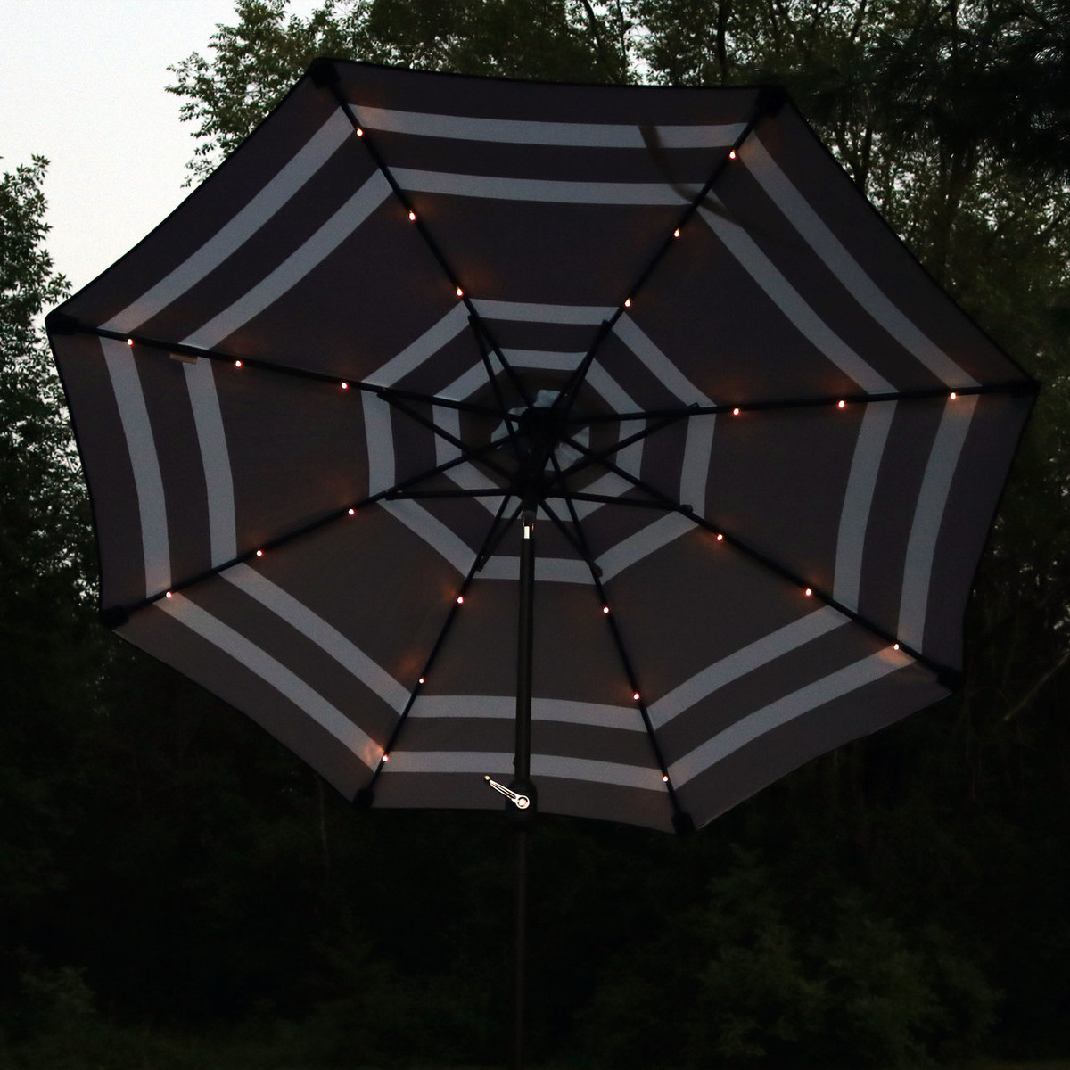 Striped LED Light Patio Umbrella with Tilt - 9'