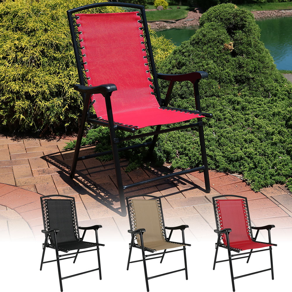 Sunnydaze Mesh Outdoor Suspension Folding Patio Lounge Chair Choose From 1 Chair Or Set Of 2 Outdoor Living