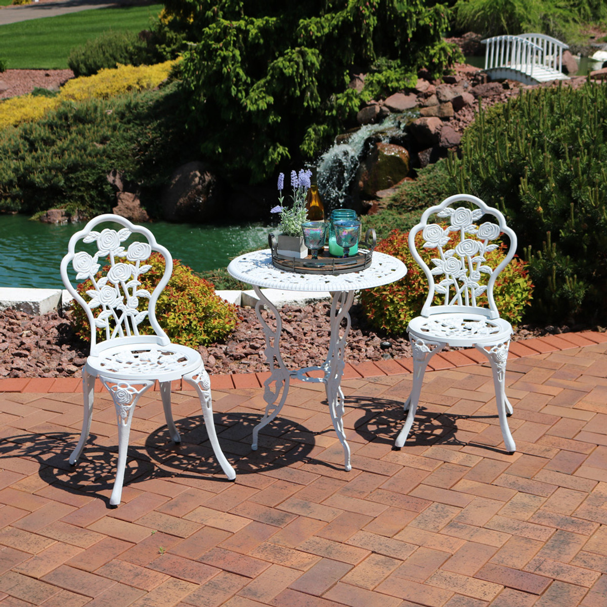 3 piece wrought iron patio set