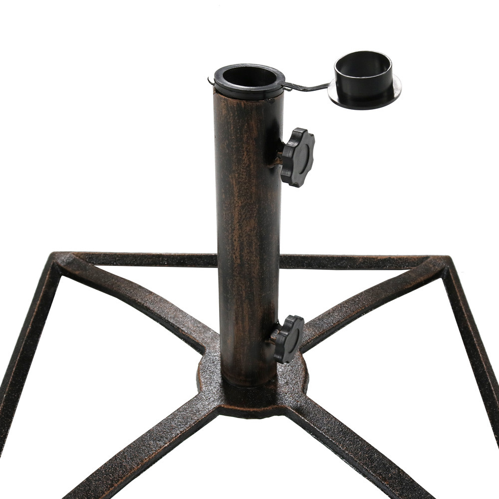 Sunnydaze Square Bronze Cast Iron Outdoor Patio Umbrella Base Stand 17 Inch