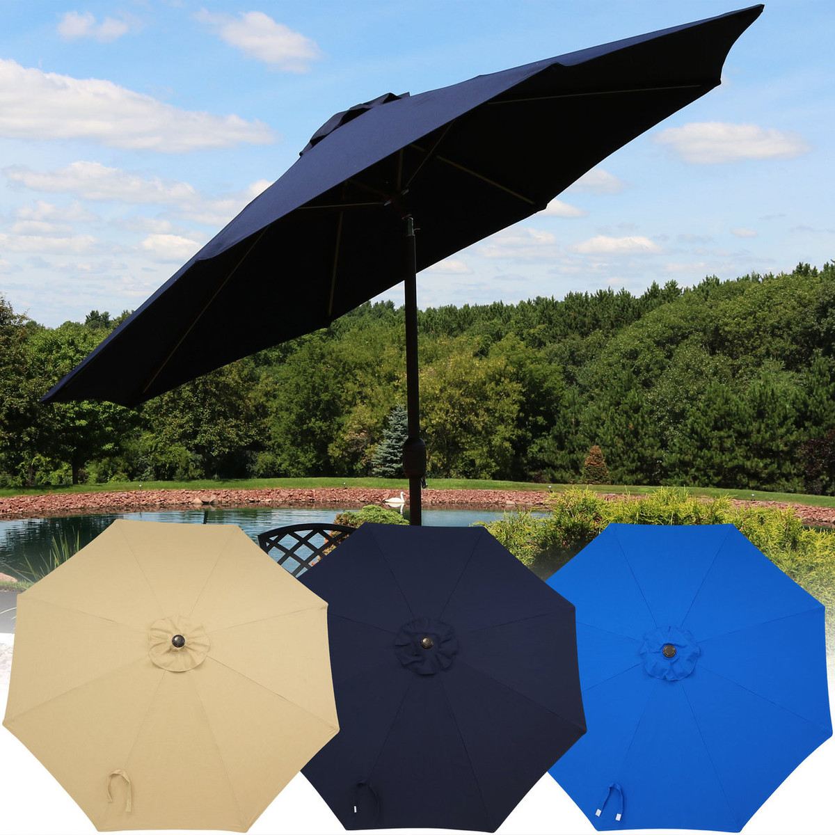 Aluminum Sunnydaze 7 5 Foot Outdoor Patio Umbrella With Tilt Crank Beige Umbrellas Patio Lawn Garden