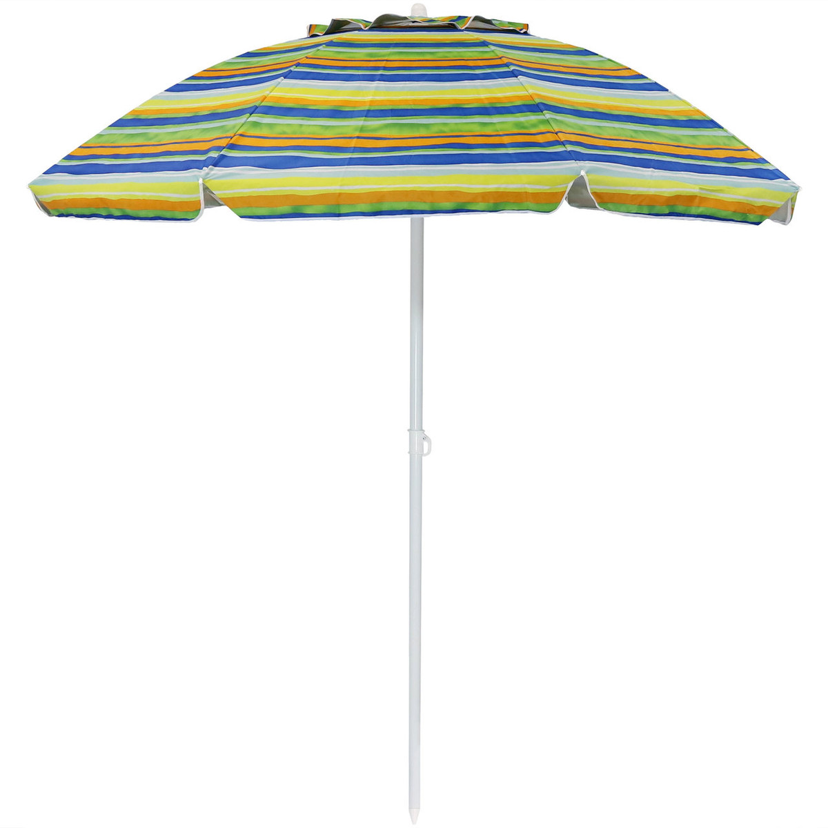 Sunnydaze Steel 6 Foot Striped Beach Umbrella With Tilt Function And Uv 50 Sun Protection