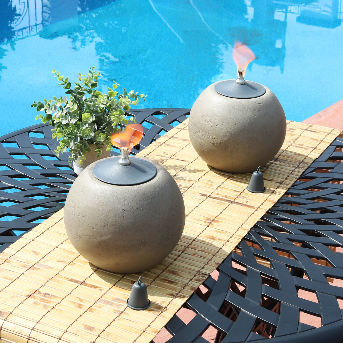 Sunnydaze Outdoor Citronella Tabletop Torch - Set of 2