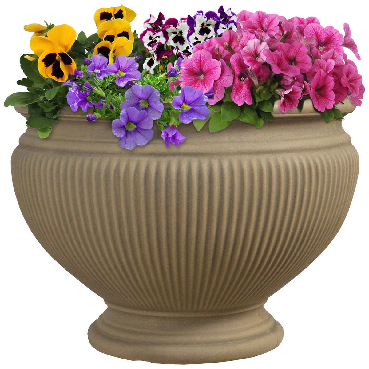 Sunnydaze Elizabeth Ribbed Urn Indoor Outdoor Planter Pot 16 Inch Diameter