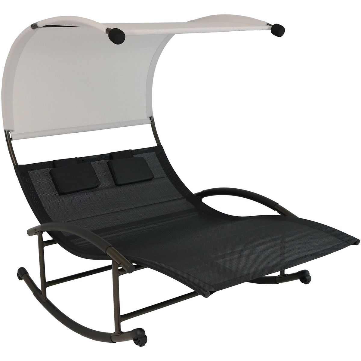 Sunnydaze Double Chaise Rocking Lounge Chair With Canopy And