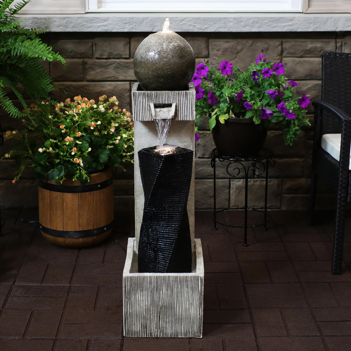 Sunnydaze Modern Vogue Contemporary Outdoor Fountain 35 Inch