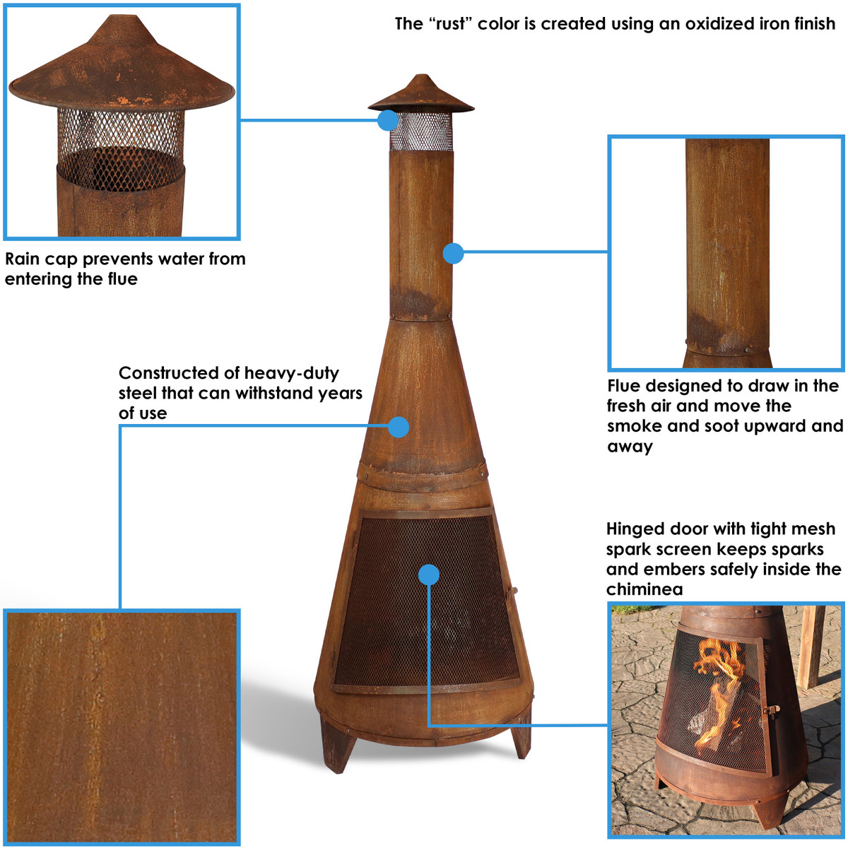 Sunnydaze Rustic Outdoor Wood Burning Backyard Chiminea Fire Pit