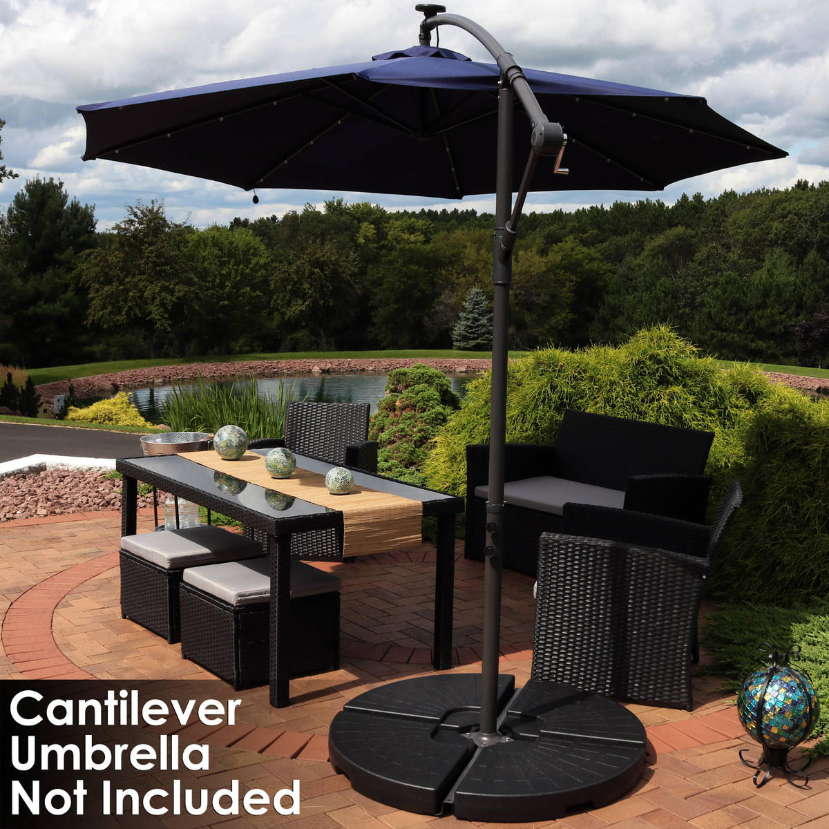 Sunnydaze Heavy Duty Cantilever Offset Patio Umbrella Base Plate