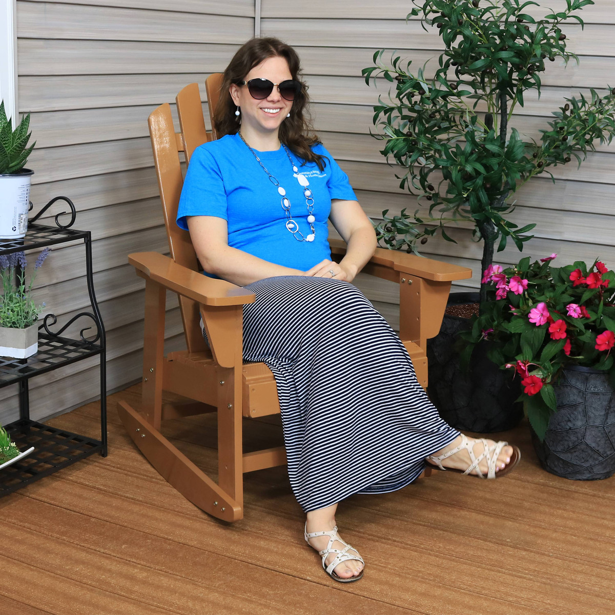 Sunnydaze Outdoor Wooden Adirondack Rocking Chair With Cedar Finish