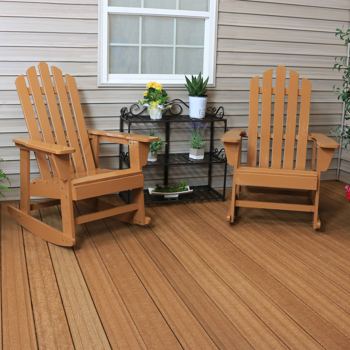 sunnydaze outdoor wooden adirondack rocking chair with cedar