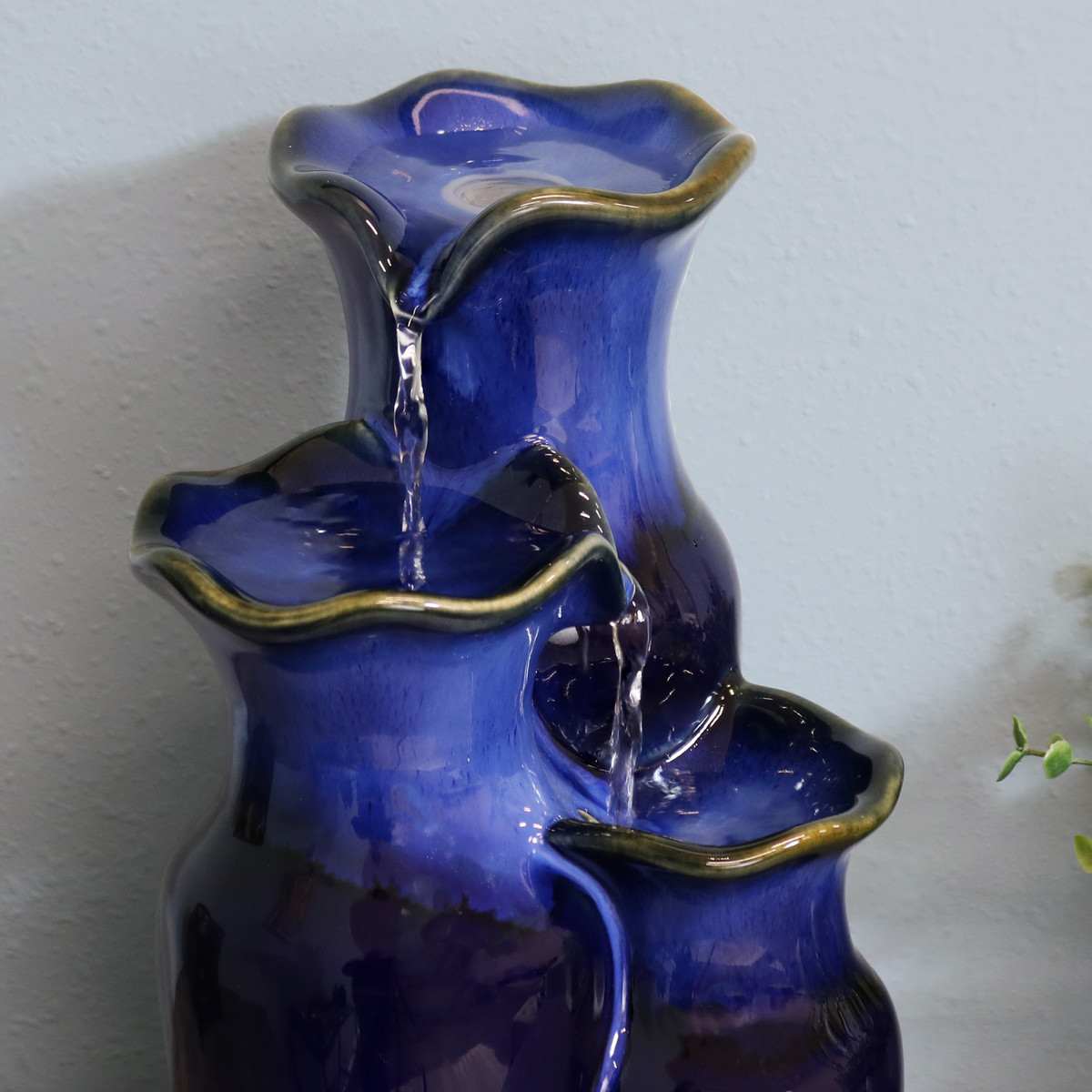 10-Inch Sunnydaze Tiered Carafe Ceramic Indoor Tabletop Water Fountain