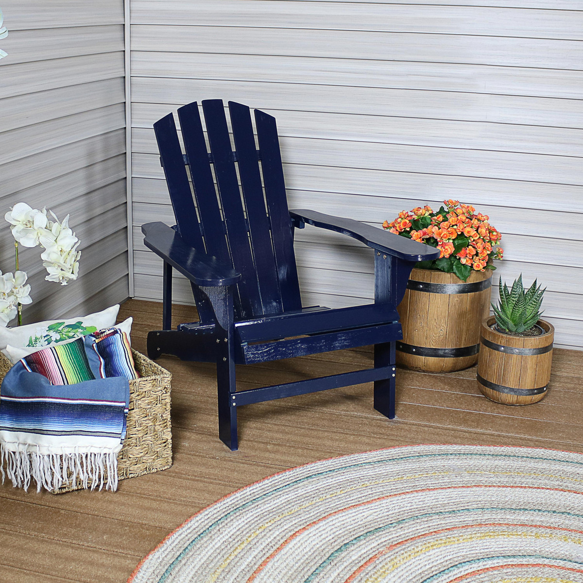 Sunnydaze Coastal Bliss Outdoor Wooden Adirondack Patio Chair Multiple Color Options Available