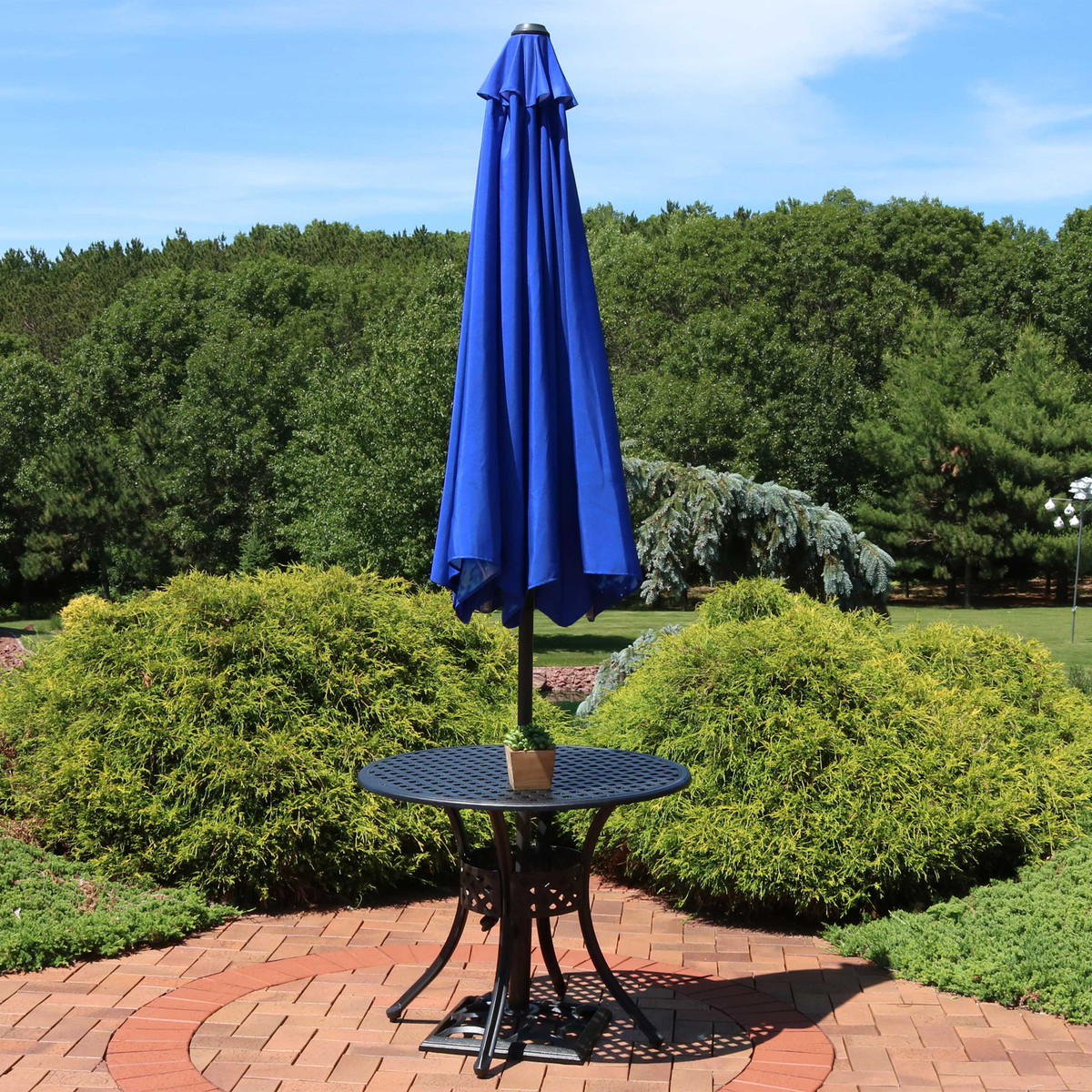 Sunnydaze 8 Foot Aluminum Patio Umbrella With Push Button And Crank Multiple Inside Out Color And Design Options