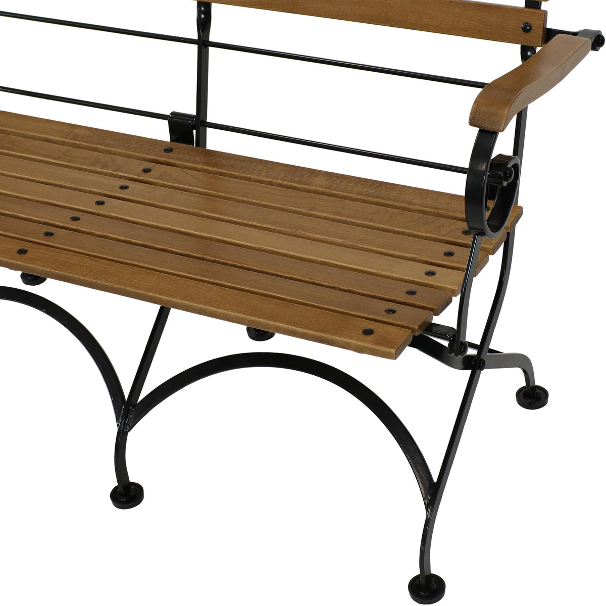 Sunnydaze European Chestnut Wooden Folding Bench With Arms 2 Person Portable Seat For Patio Deck Balcony Camping And Porch