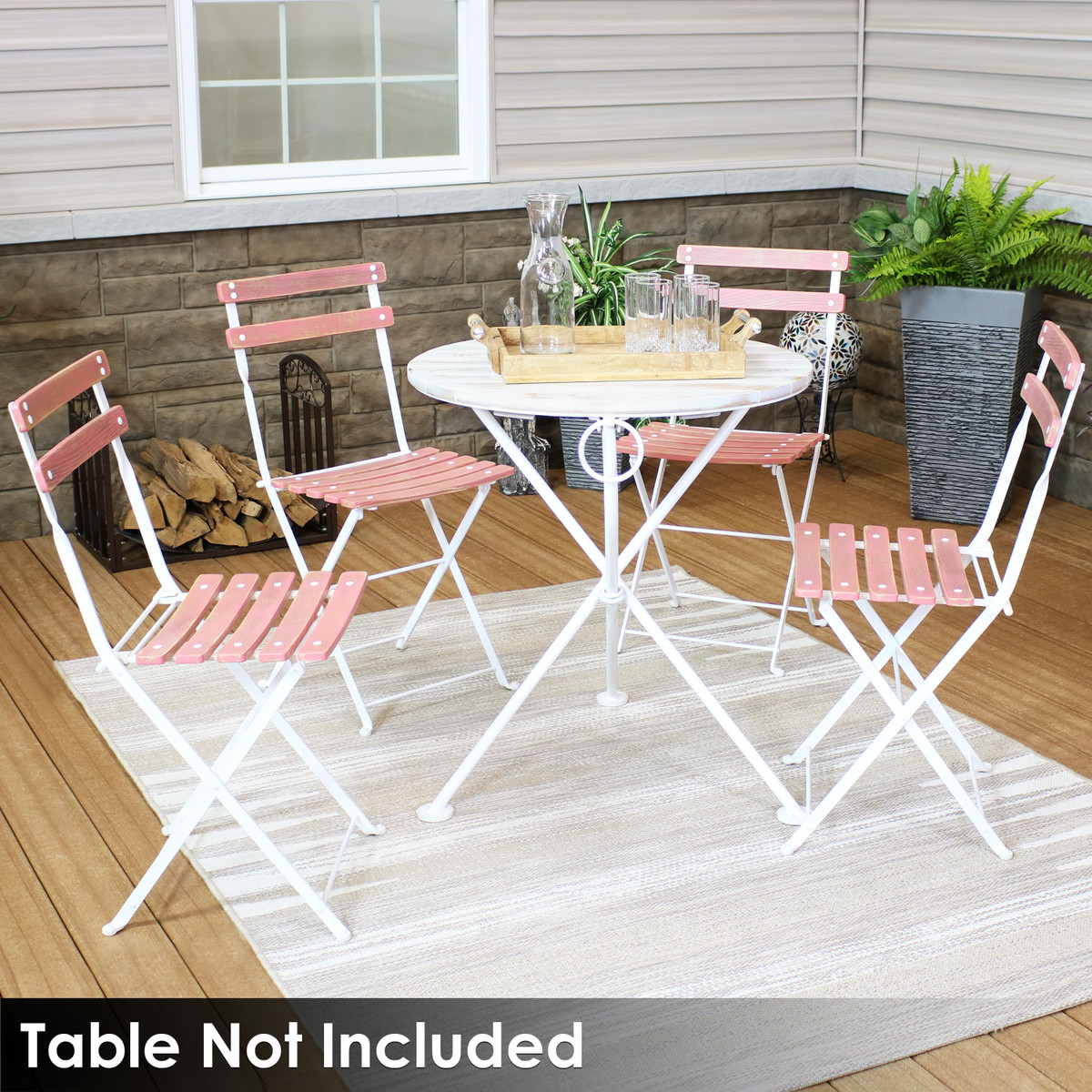 Sunnydaze Classic Cafe European Chestnut Wooden Folding Dining Chair Portable Compact Side Chair Set