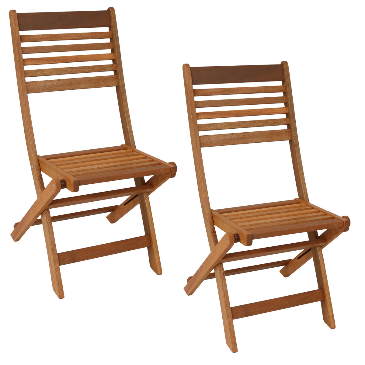 Sunnydaze Meranti Wood With Teak Oil Finish Outdoor Folding Patio Chairs Set Of 2