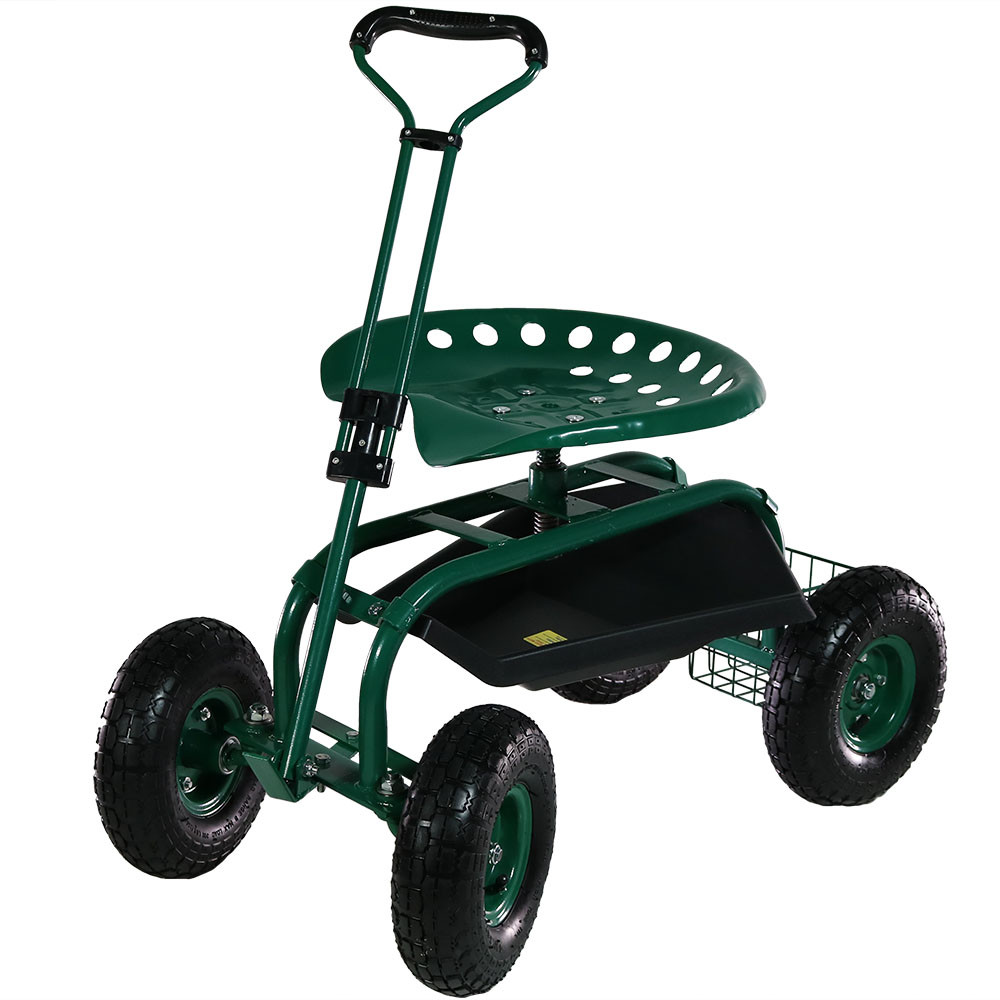 Sunnydaze Rolling Garden Cart on Wheels with Handle
