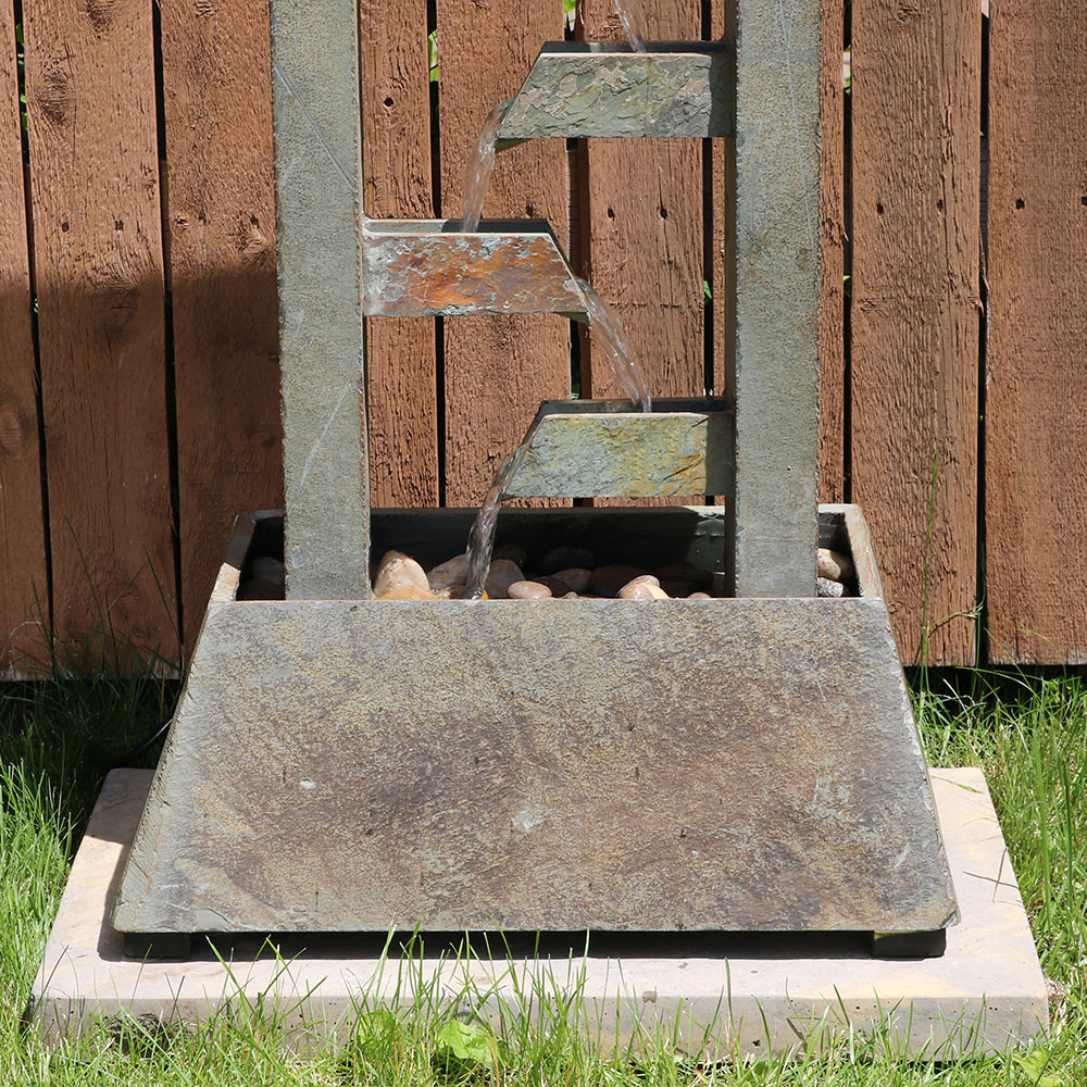 Sunnydaze Stacked Slate Freestanding Garden Fountain