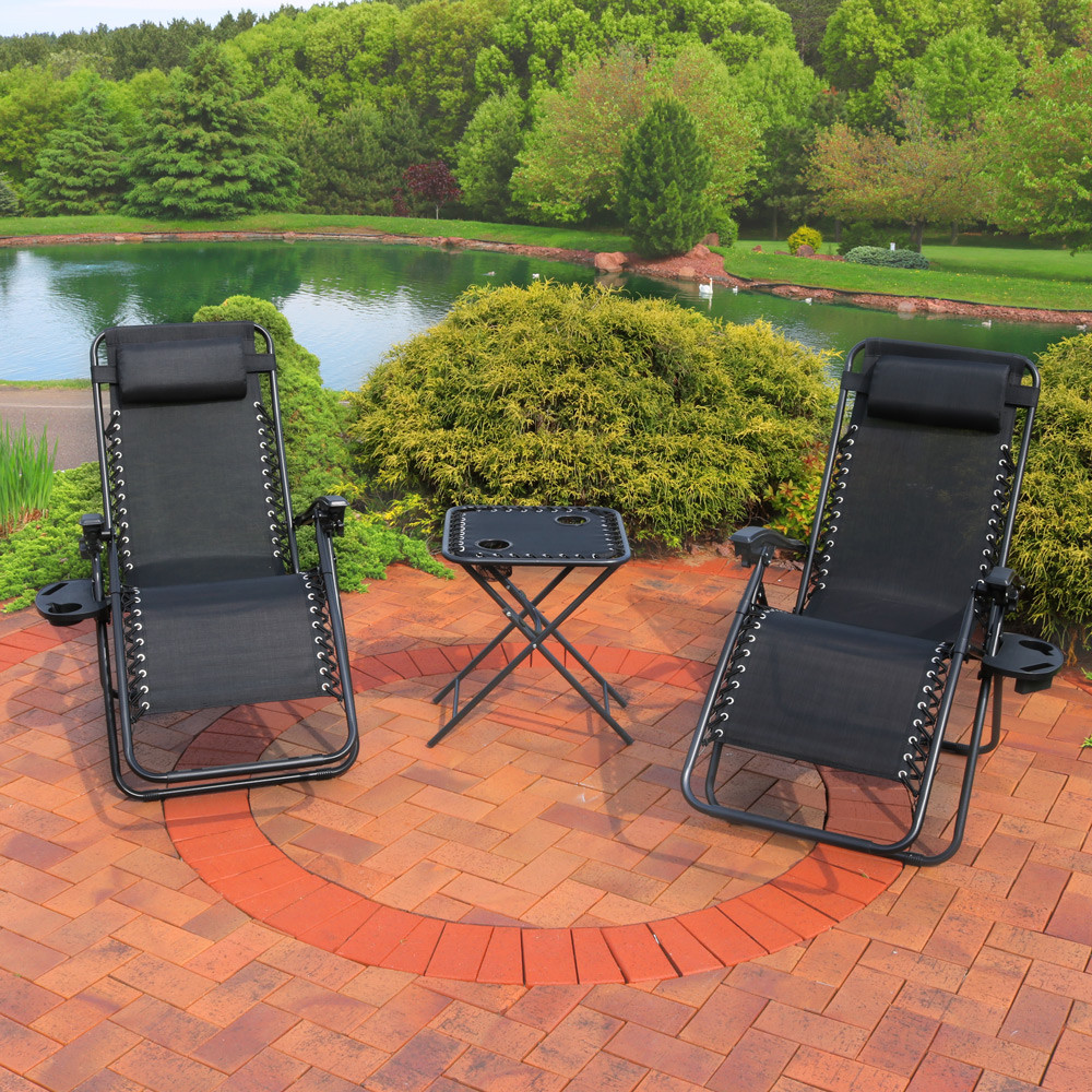 Sunnydaze Zero Gravity Lounge Chairs and Table Set