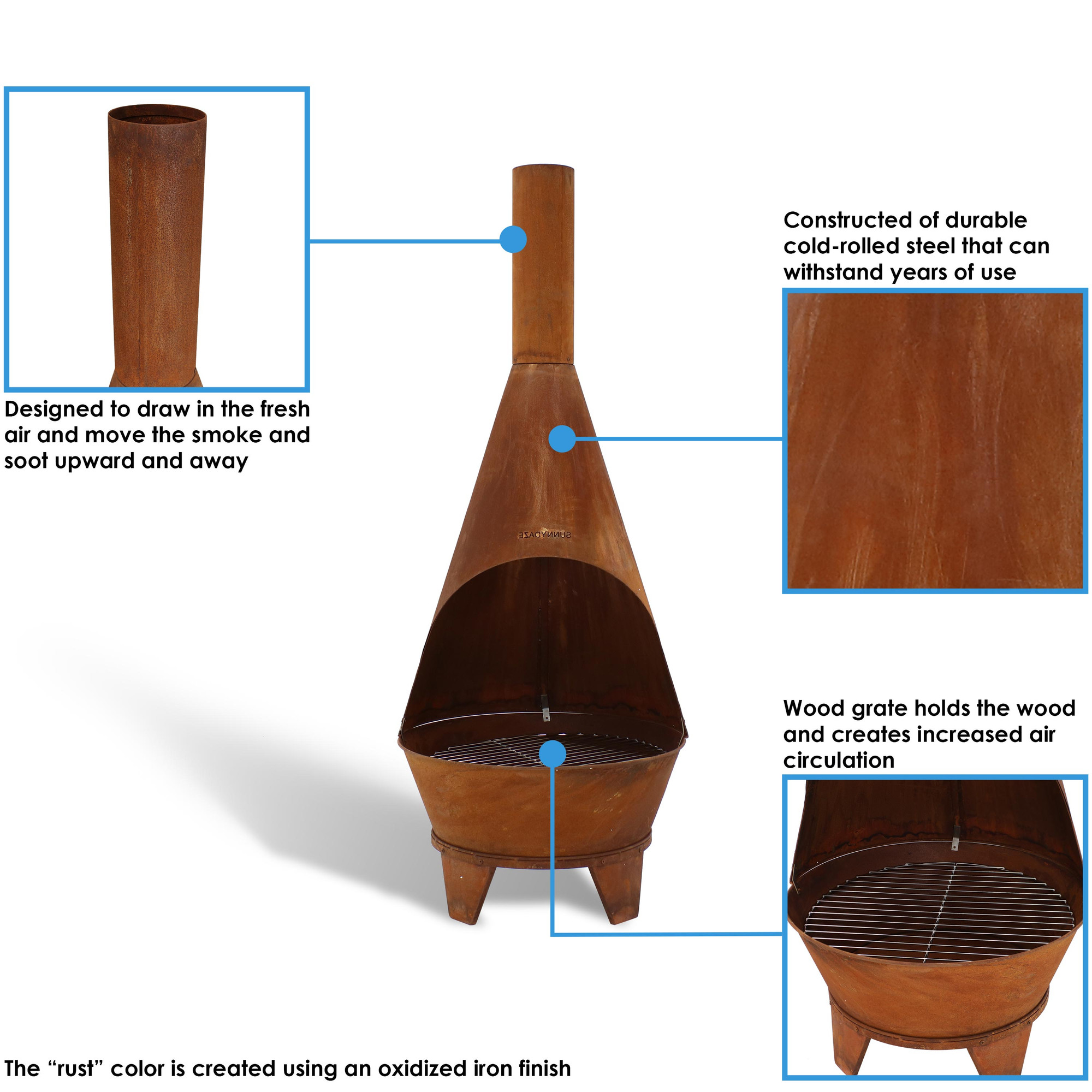 Sunnydaze 6Foot Rustic Chiminea WoodBurning Fire Pit Fire Pits