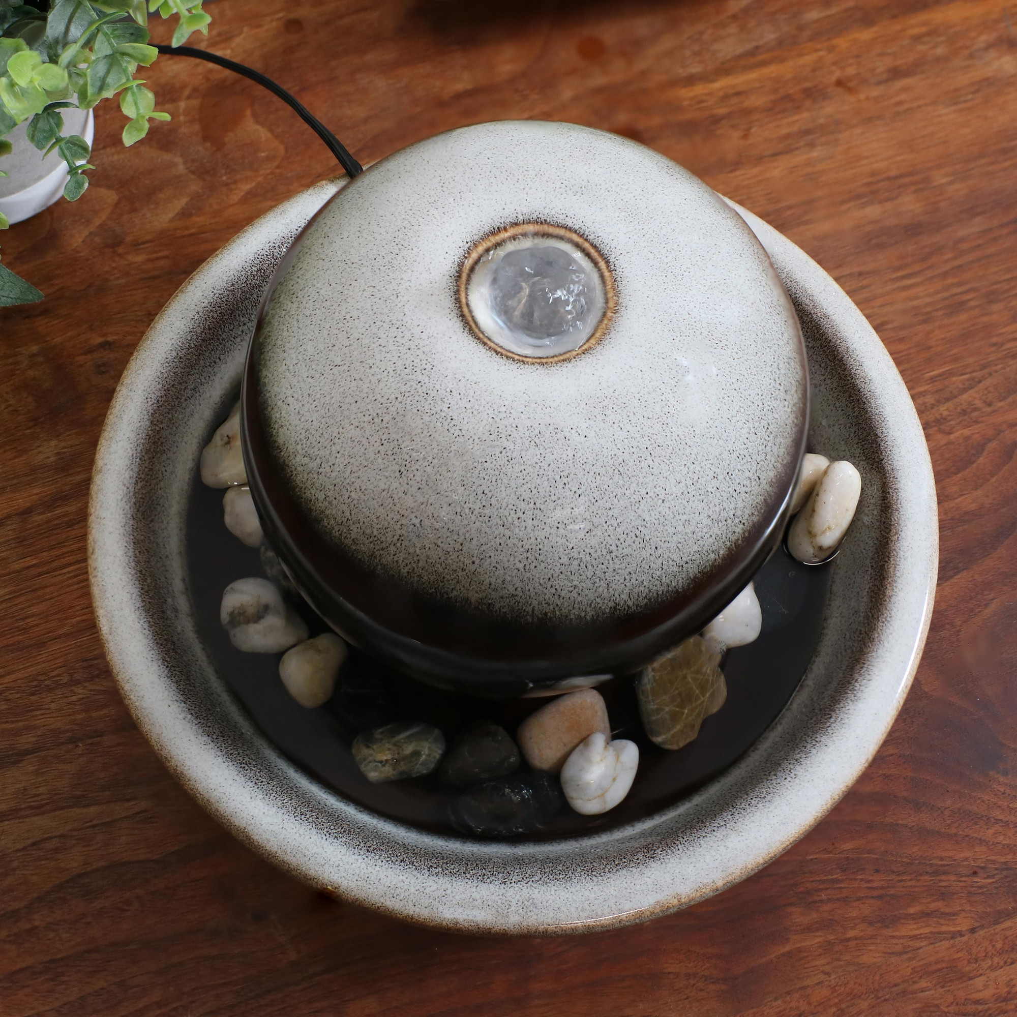 Sunnydaze Ceramic Tabletop Water Fountain with Modern Orb Design, 7Inch