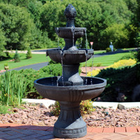 Sunnydaze Black Flower Blossom 3-Tier Water Fountain