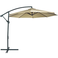 Sunnydaze Steel 10 Foot Offset Patio Umbrella With Cantilever Crank And Cross Base 8 Steel Ribs Patio Umbrellas