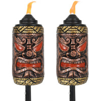 Tiki Face Outdoor Lawn Torch, Set of 2