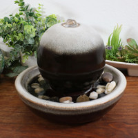 Ceramic Tabletop Water Fountain with Modern Orb Design
