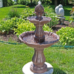 Sunnydaze 2-Tier Curved Plinth Outdoor Water Fountain, 38 Inch Tall