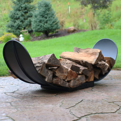 4' Curved Black Steel Outdoor Firewood Log Rack