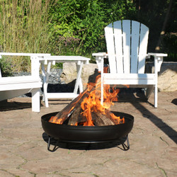 Black Steel Outdoor Wood-Burning Fire Pit Bowl with Stand