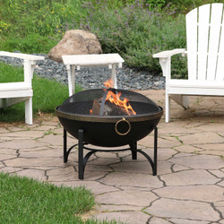 Contemporary Steel Outdoor Wood Burning Fire Bowl