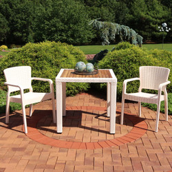 Sunnydaze All-Weather Segonia 3-Piece Patio Furniture Dining Set - Commercial Grade - Indoor/Outdoor Use - Cream