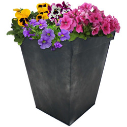 Sunnydaze Square Indoor/Outdoor Galvanized Steel Planter - Single - Charcoal