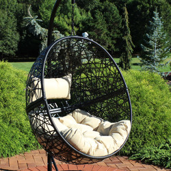 Jackson Hanging Egg Chair with Cushions, Cream