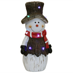 Sunnydaze Indoor Rustic Twinkling Snowman Statue with LED Lights 