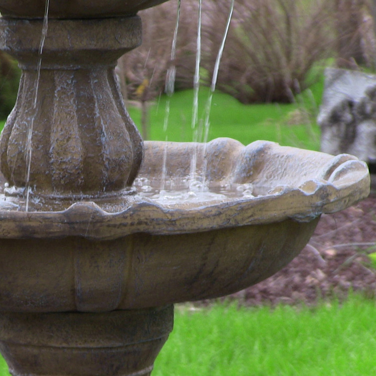 Sunnydaze 46Inch 2Tier Pineapple Solar Fountain with Battery Backup