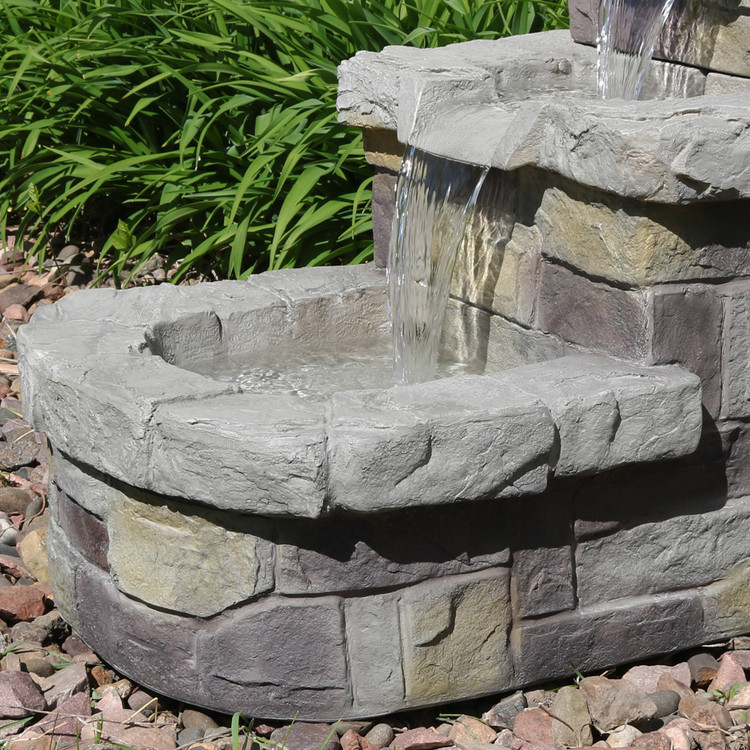 Sunnydaze 3Tier Brick Steps Outdoor Water Fountain, 21 Inch Tall