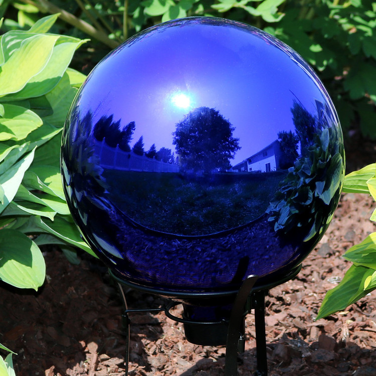 Sunnydaze Blue Mirrored Surface Gazing Globe Ball