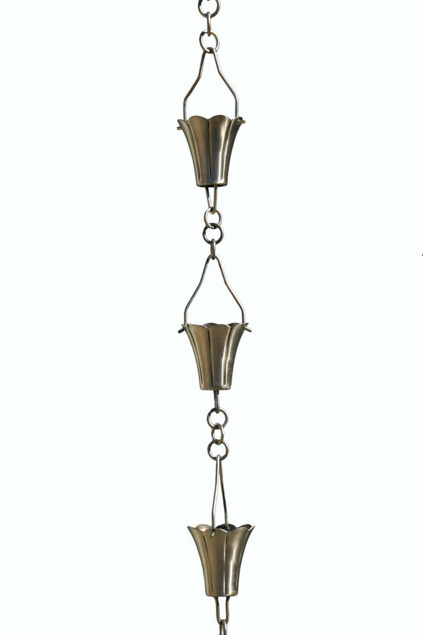 Brushed Stainless Steel Fluted Cup Rain Chain