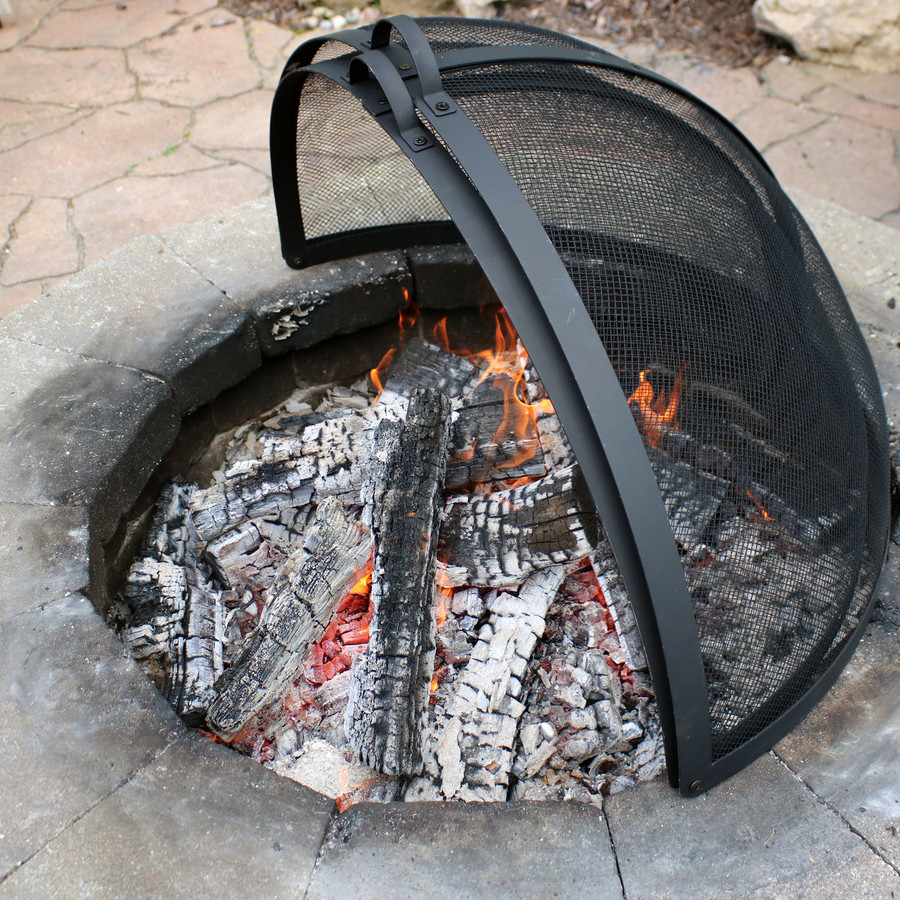 Sunnydaze Decor Easy Access Fire Pit Spark Screen Sunnydaze Decor Easy Access Fire Pit Spark Screen