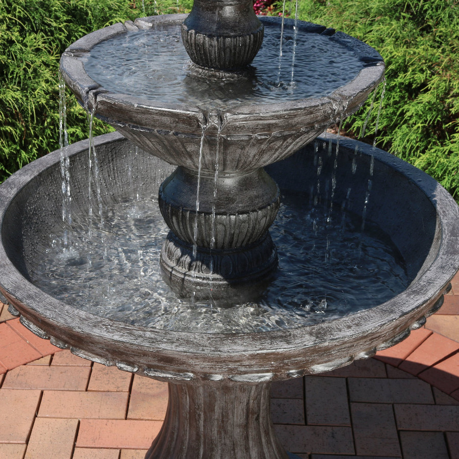 Closeup of Tiers of Classic 3 Tier Designer Outdoor Water Fountain