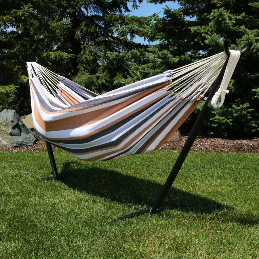 Sunnydaze Cotton Double Brazilian Hammock & Stand Combo