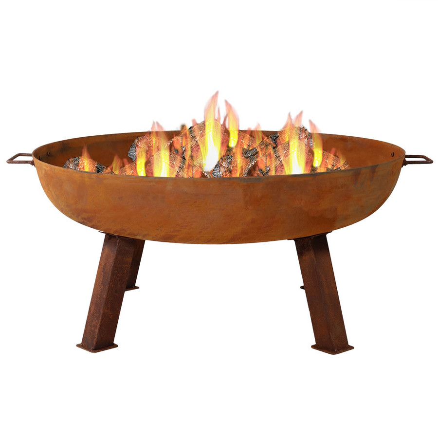 34" Cast Iron Fire Pit Bowl with Fire