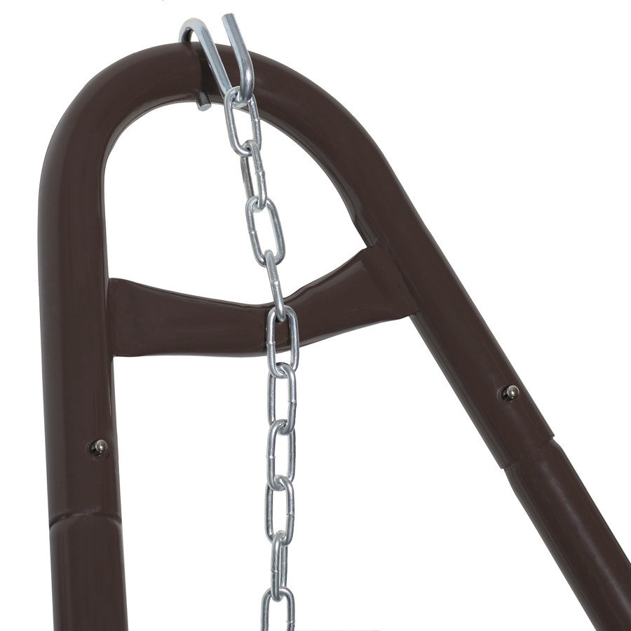Closeup of S-Hook and Chains on Bronze Stand