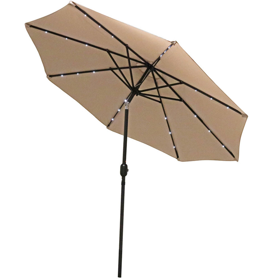 Sunnydaze Solar Powered Patio Umbrella With Led Lights