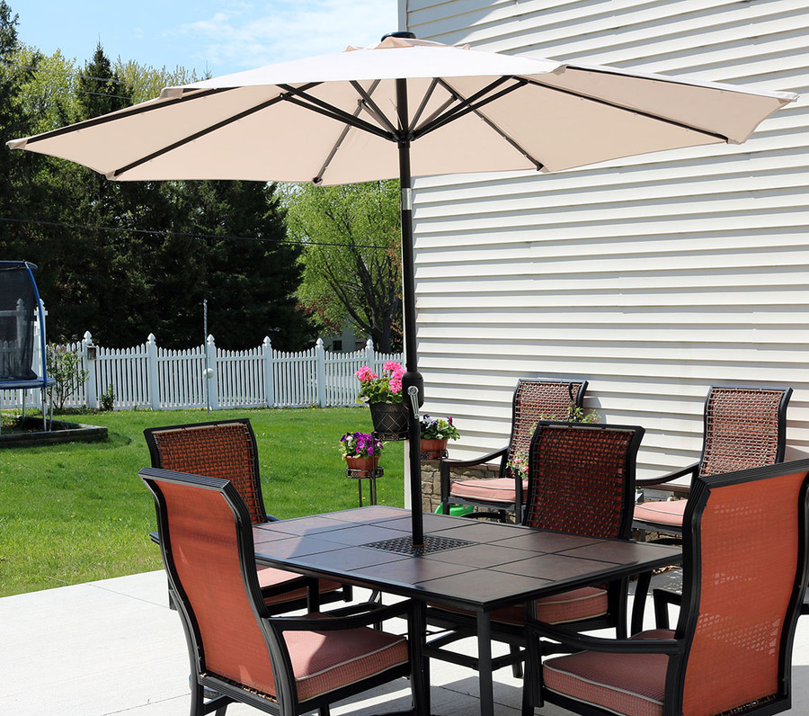 Sunnydaze Solar Powered Patio Umbrella With Led Lights